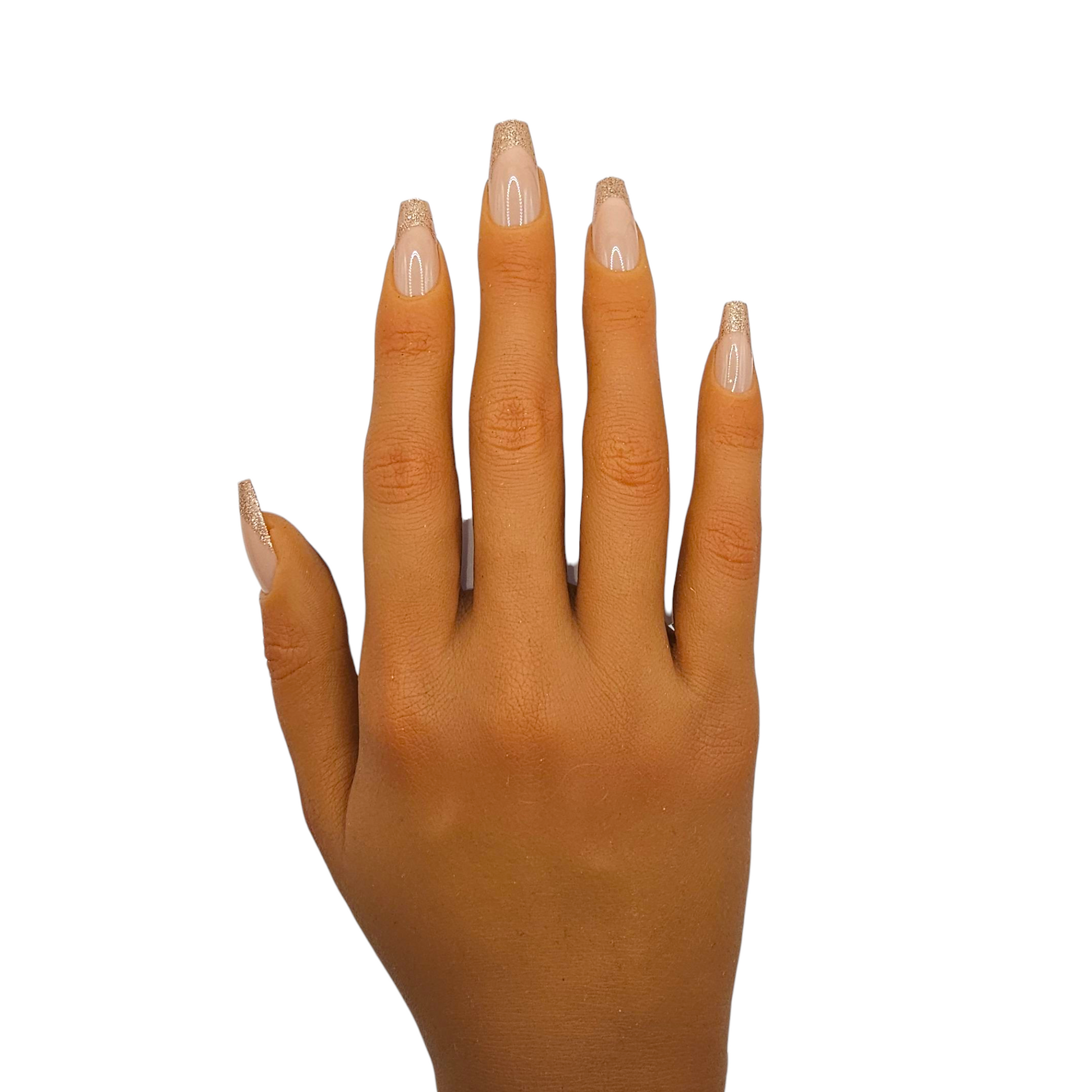 Honey Dip nude & gold sparkle French tip press-on nails – Rodeo & Wilshire Beauty