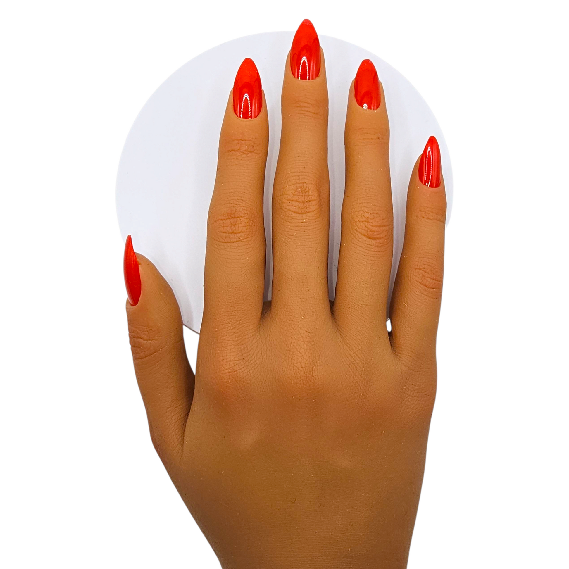 Lady in Red classic red almond press-on nails – high-gloss date night design – Rodeo & Wilshire Beauty