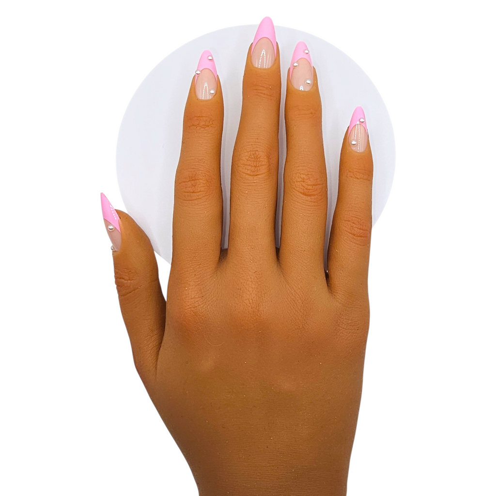 Pilates Princess pink & pearl almond press-on nails – Soft Girl Era – Rodeo & Wilshire Beauty