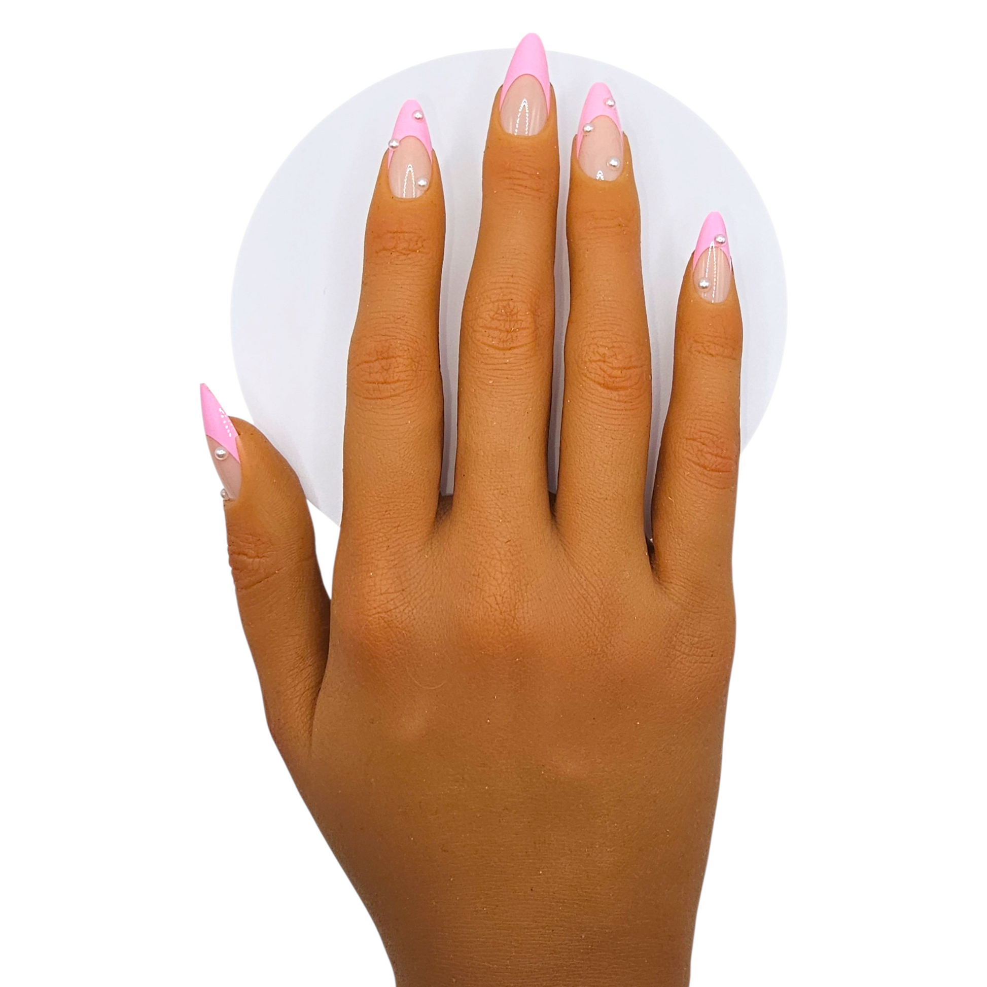 Pilates Princess pink & pearl almond press-on nails – Soft Girl Era – Rodeo & Wilshire Beauty