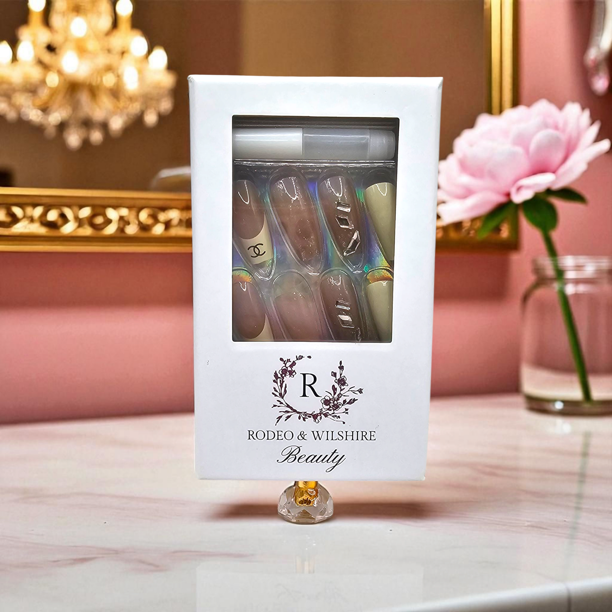 Runway Rendezvous press-on nails styled — luxury dopamine beauty nails for fashion week or everyday chic.